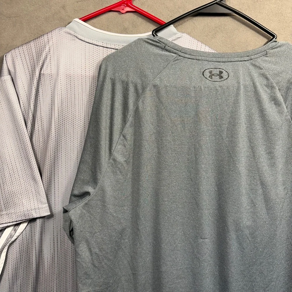 Adidas‎ Under Armour Shirts Men XL Grey Athletic Performance Bundle Excellent x2
